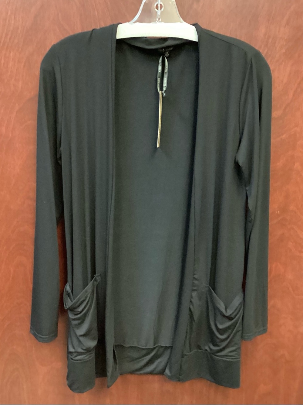 Coco + Carmen Black Open-Front Draped Cardigan 2519005A